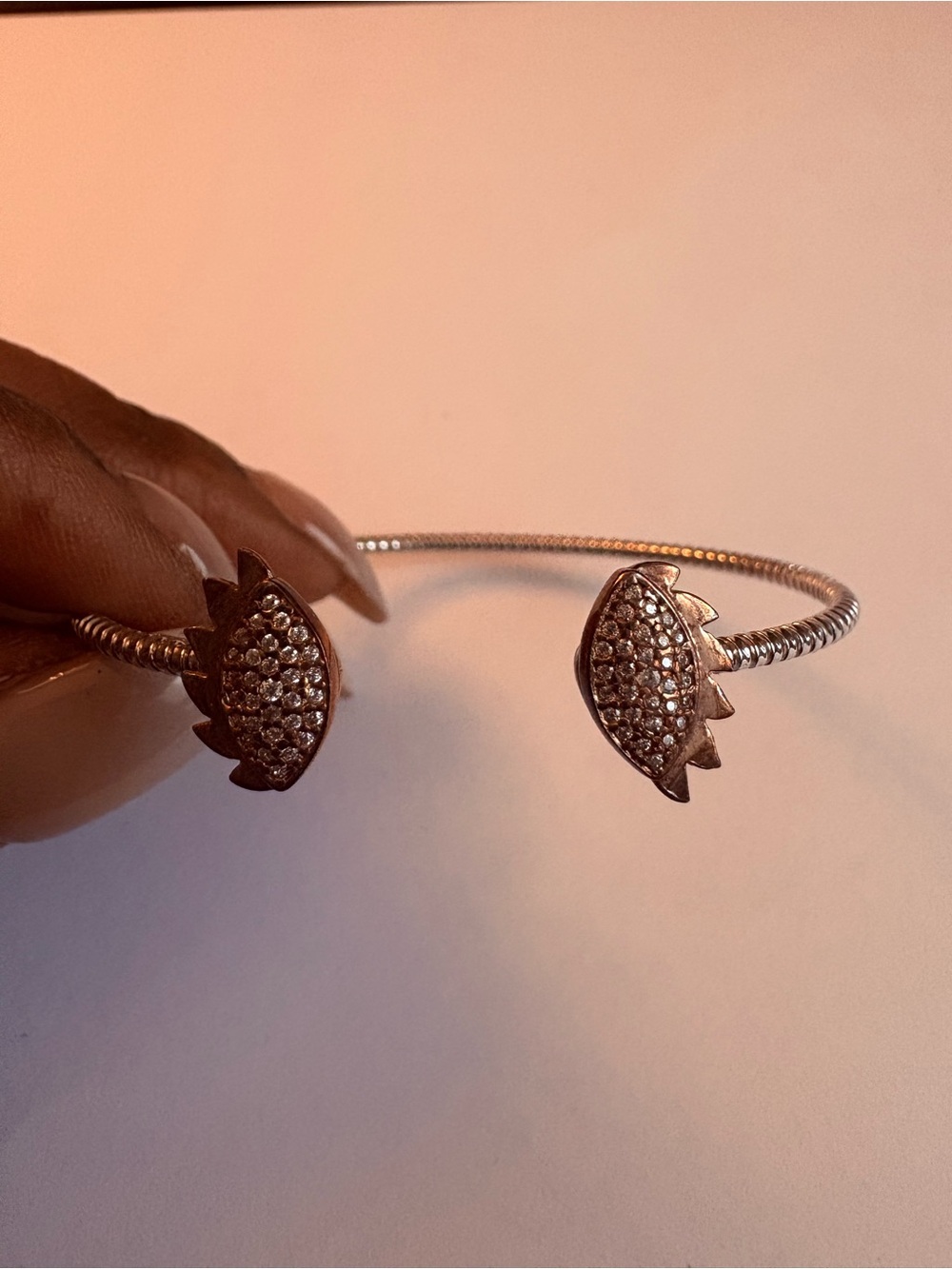 Sterling Silver-Pavé Eye Cuff Bracelet